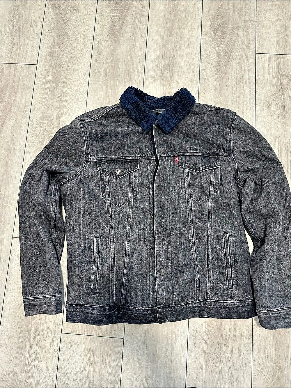 Levi's Sherpa Trucker Jacket Black Denim
